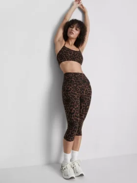 Legginsy sportowe capri w panterkę