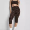 Legginsy sportowe capri w panterkę