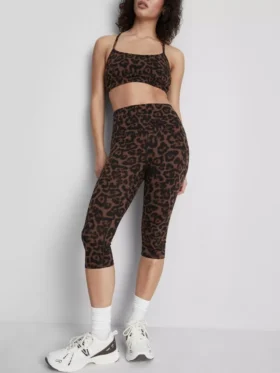 Legginsy sportowe capri w panterkę