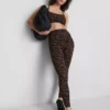 Legginsy sportowe w panterkę z wysokim stanem