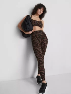 Legginsy sportowe w panterkę z wysokim stanem