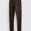 Legginsy sportowe w panterkę z wysokim stanem