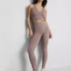 Legginsy sportowe z wysokim stanem w kolorze klonowym