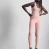 Legginsy sportowe z wysokim stanem w kolorze klonowym