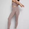 Legginsy sportowe z wysokim stanem w kolorze klonowym