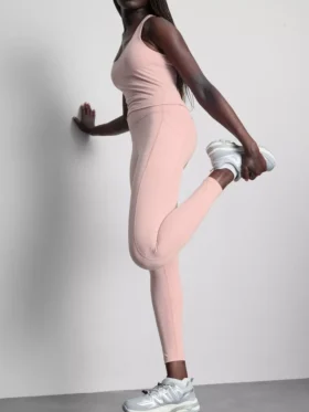 Legginsy sportowe z wysokim stanem w kolorze klonowym