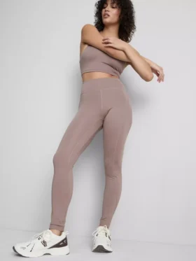 Legginsy sportowe z wysokim stanem w kolorze klonowym