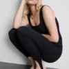 Legginsy z krepy z paskami
