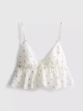 Lekki biustonosz typu bralette z koronkową lamówką w kolorze wiśniowym