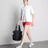 Luźna bawełniana koszulka sportowa z nadrukiem