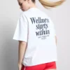 Luźna bawełniana koszulka sportowa z nadrukiem