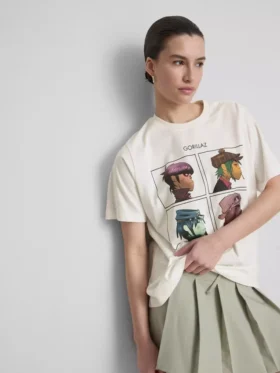 Luźna koszulka muzyczna z nadrukiem Gorillaz