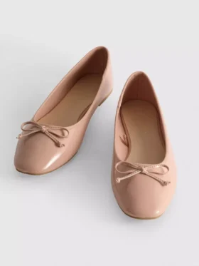 Płaskie Buty z kokardką ze sztucznej skóry