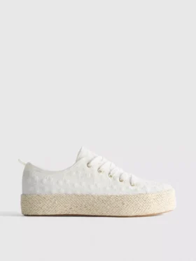 Płócienne sneakersy z płaską platformą z juty
