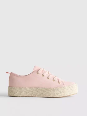 Płócienne sneakersy z płaską platformą z juty