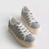 Płócienne sneakersy z płaską platformą z juty