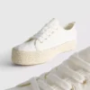 Płócienne sneakersy z płaską platformą z juty