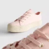 Płócienne sneakersy z płaską platformą z juty