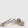Płócienne sneakersy z płaską platformą z juty