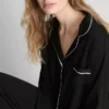 Piżama typu boyfriend z kontrastową lamówką