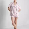 Piżama typu shorty w stylu „boyfriend” z nadrukiem misiów