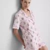 Piżama typu shorty w stylu „boyfriend” z nadrukiem misiów