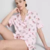 Piżama typu shorty w stylu „boyfriend” z nadrukiem misiów