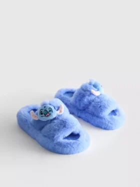 Puszyste kapcie Disneya z motywem Stitcha i podwójnymi paskami