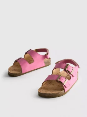Sandały typu slingback z podwójnymi paskami z klamrami
