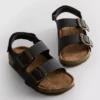 Sandały typu slingback z podwójnymi paskami z klamrami