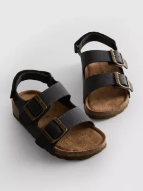 Sandały typu slingback z podwójnymi paskami z klamrami