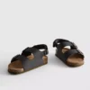 Sandały typu slingback z podwójnymi paskami z klamrami