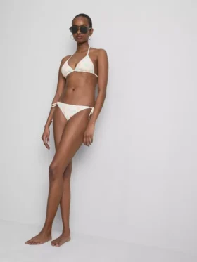 Spodenki bikini z haftem i wiązaniem z boku