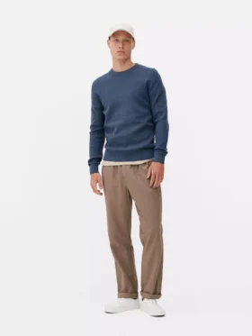 Sweter z prążkowanym dekoltem typu crew neck