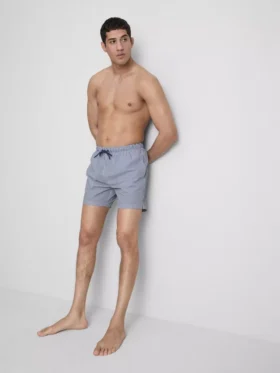 Szorty kąpielowe z tkaniny seersucker