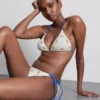 Teksturowany trójkątny top bikini z motywem cytryny
