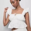 The Primark Scene | bawełniany top z falbanami i ażurowymi wstawkami