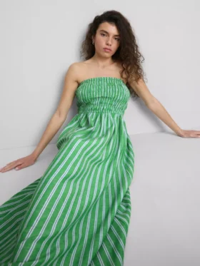 The Primark Scene | Marszczona sukienka midi z paskami w stylu bandeau