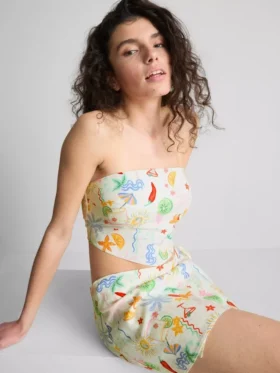 The Primark Scene | Top bandeau z nadrukiem i zaokrąglonym dekoltem