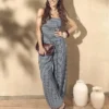 Top bandeau z falbanami w kratkę Paula Echevarría