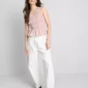 Top bez rękawów z marszczonym dołem w stylu peplum