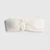Top bikini bandeau z trójwymiarowymi kwiatami