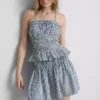 Top na ramiączkach z marszczonym peplum w kratkę
