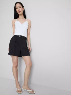 Top typu babydoll z dekoltem w serek