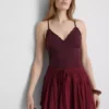 Top typu babydoll z dekoltem w serek