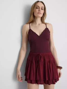 Top typu babydoll z dekoltem w serek