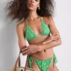 Trójkątny top bikini w kratkę z motywem banana