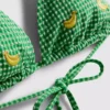 Trójkątny top bikini w kratkę z motywem banana