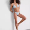 Trójkątny top bikini w kratkę z wykończeniem w kształcie łańcuszka stokrotek