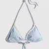 Trójkątny top bikini w kratkę z wykończeniem w kształcie łańcuszka stokrotek